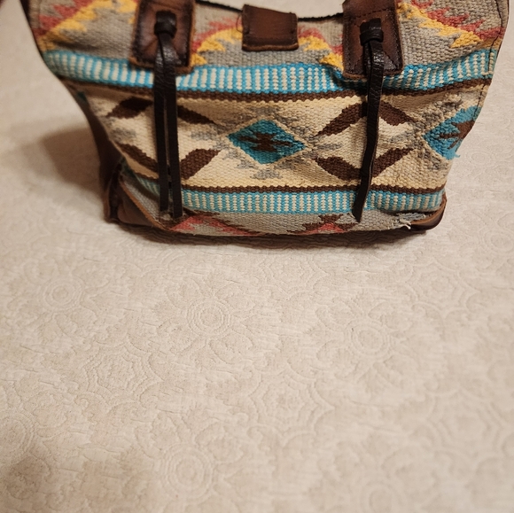 STS Ranchwear Brown Tote with Southwestern Pattern - Picture 2 of 5